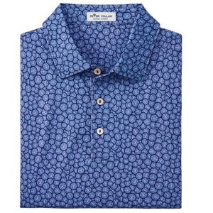 Peter Millar Runner Performance Wear Short Sleeve Golf Polo Shirt Blue Men's XL
